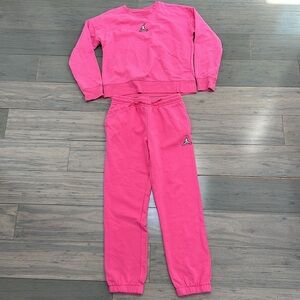 Girls Pink Nike Jordan Sweats Shirt Pants Size Large